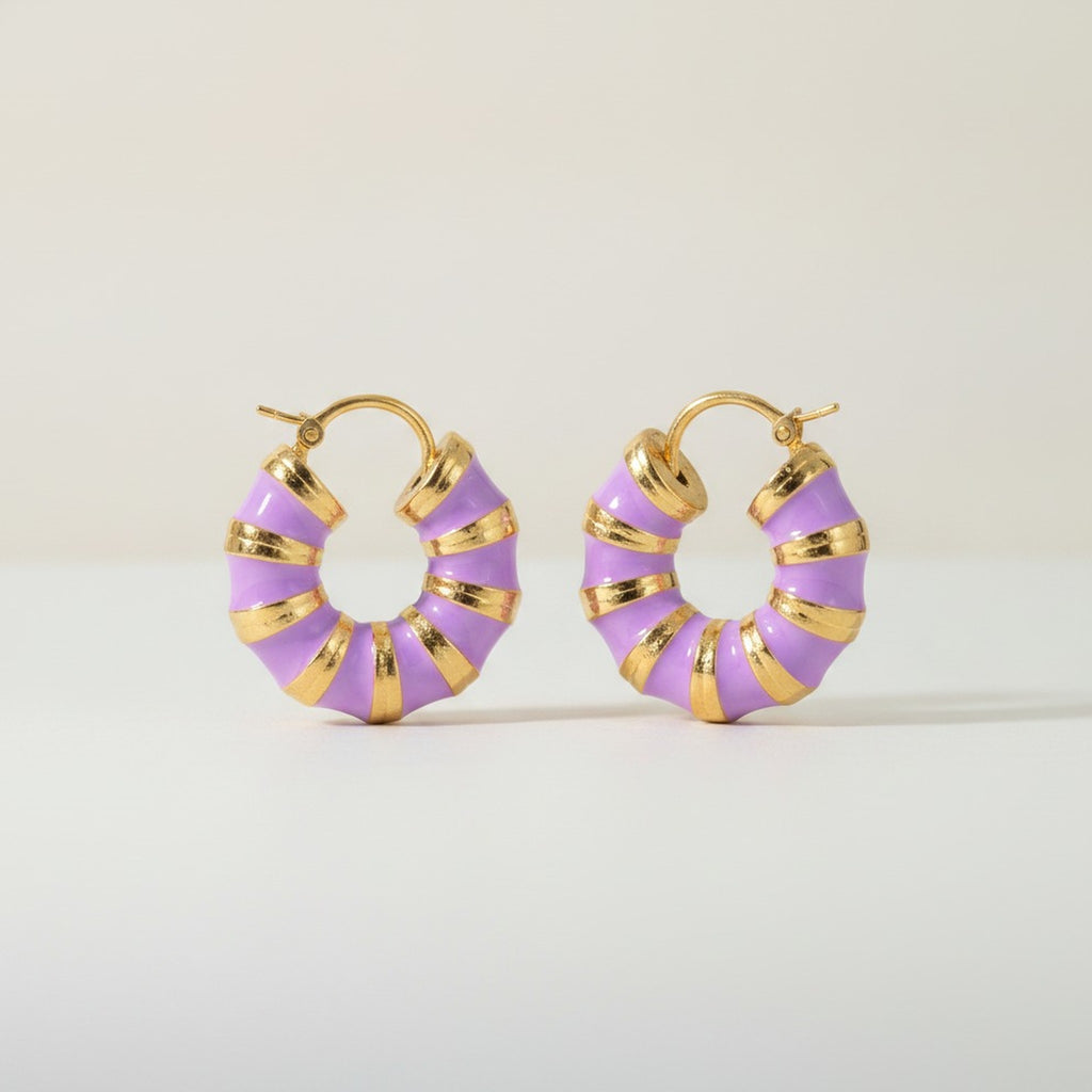 Fashion Enamel Segmented Hoop Earrings – jewelry (view 3)