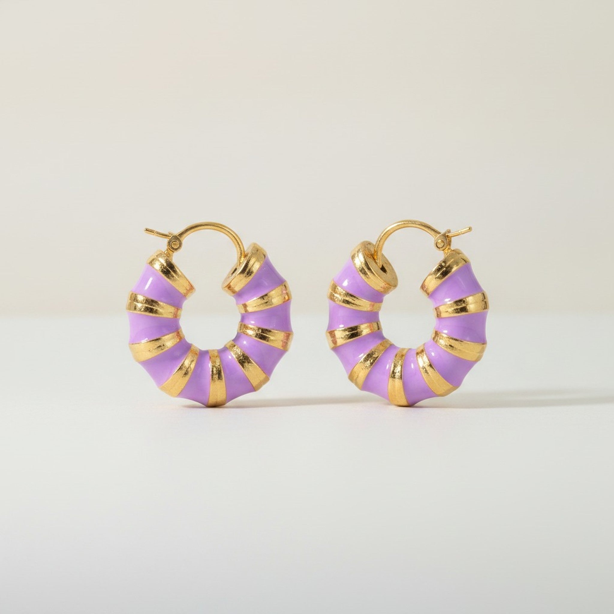 Fashion Enamel Segmented Hoop Earrings – jewelry (view 3)