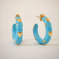 Chic Enamel Hoop Earrings with Heart Accents – jewelry (view 1)