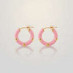 Chic Enamel Hoop Earrings with Heart Accents – jewelry (view 2)