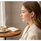 Chic Enamel Hoop Earrings with Heart Accents – jewelry (view 3)