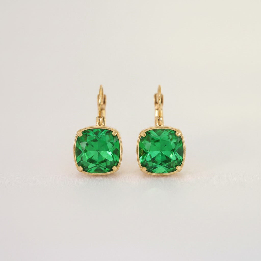 Elegant Square Crystal Dangle Leverback Earrings – jewelry (view 1)