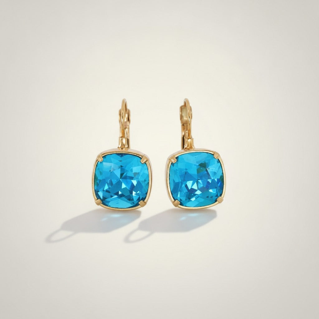 Elegant Square Crystal Dangle Leverback Earrings – jewelry (view 3)