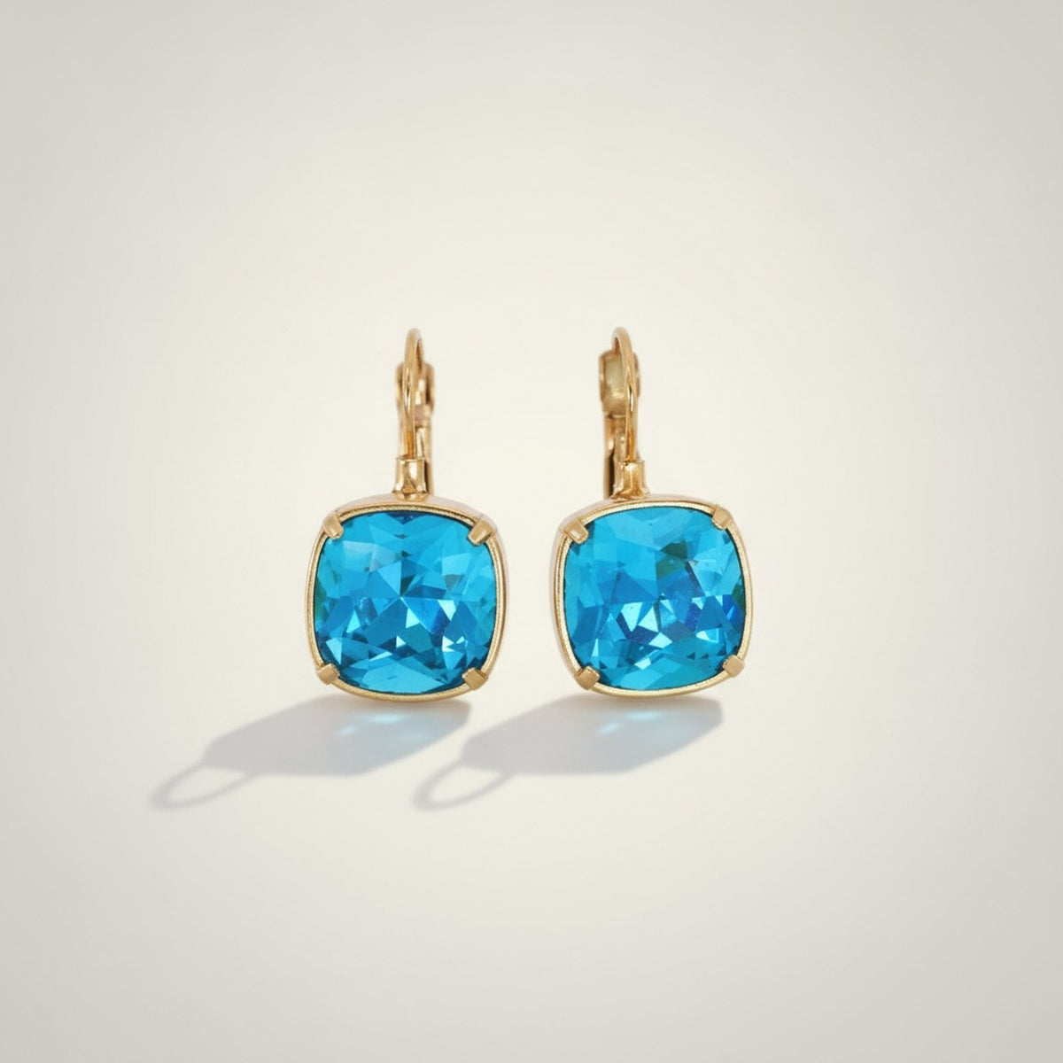 Elegant Square Crystal Dangle Leverback Earrings – jewelry (view 3)