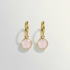 Gold Hoop Earrings With Stone Pendants – jewelry (view 1)