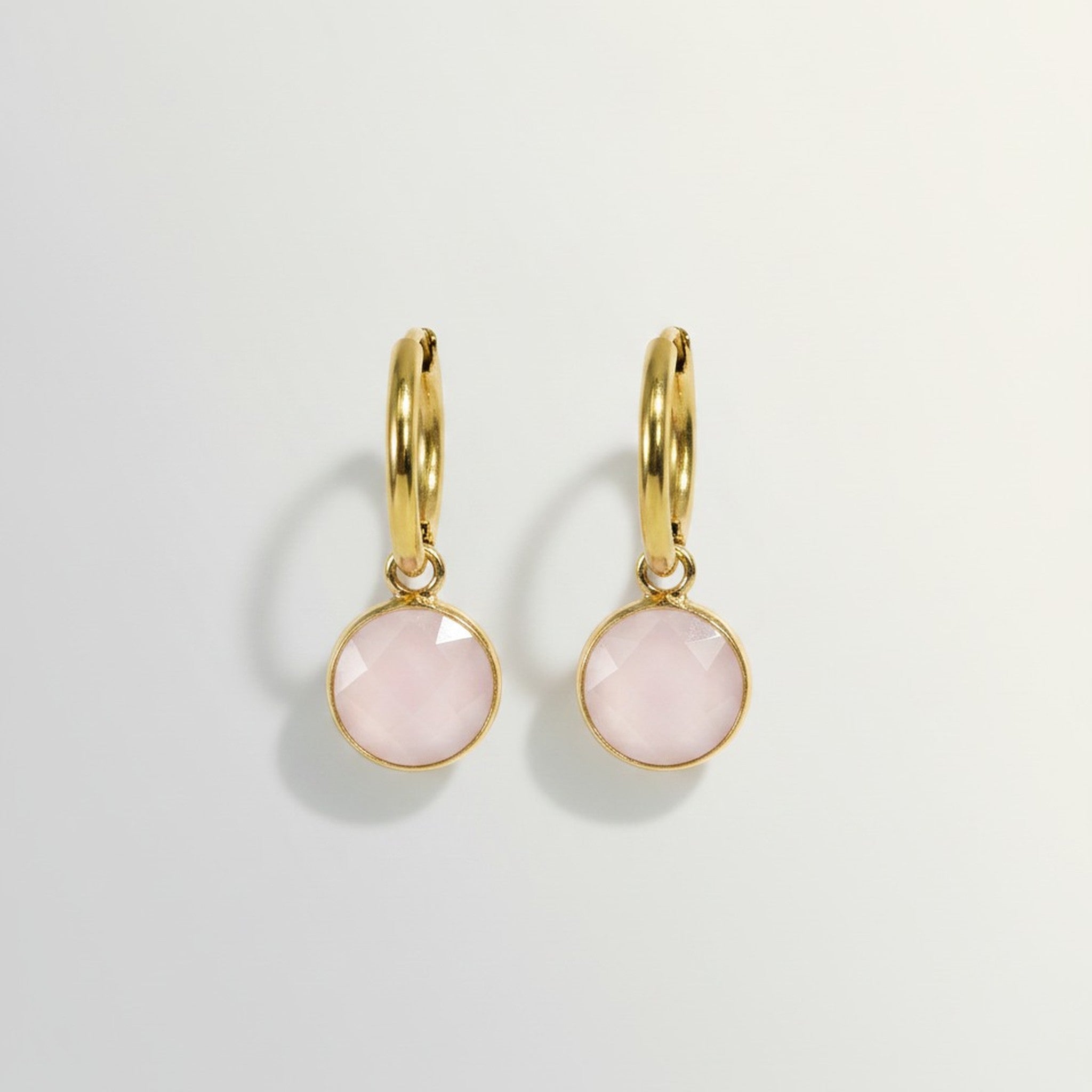 Gold Hoop Earrings With Stone Pendants – jewelry (view 1)