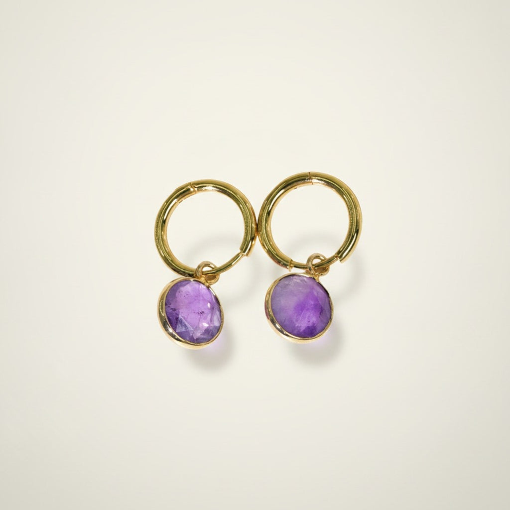 Gold Hoop Earrings With Stone Pendants – jewelry (view 2)