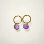 Gold Hoop Earrings With Stone Pendants – jewelry (view 2)