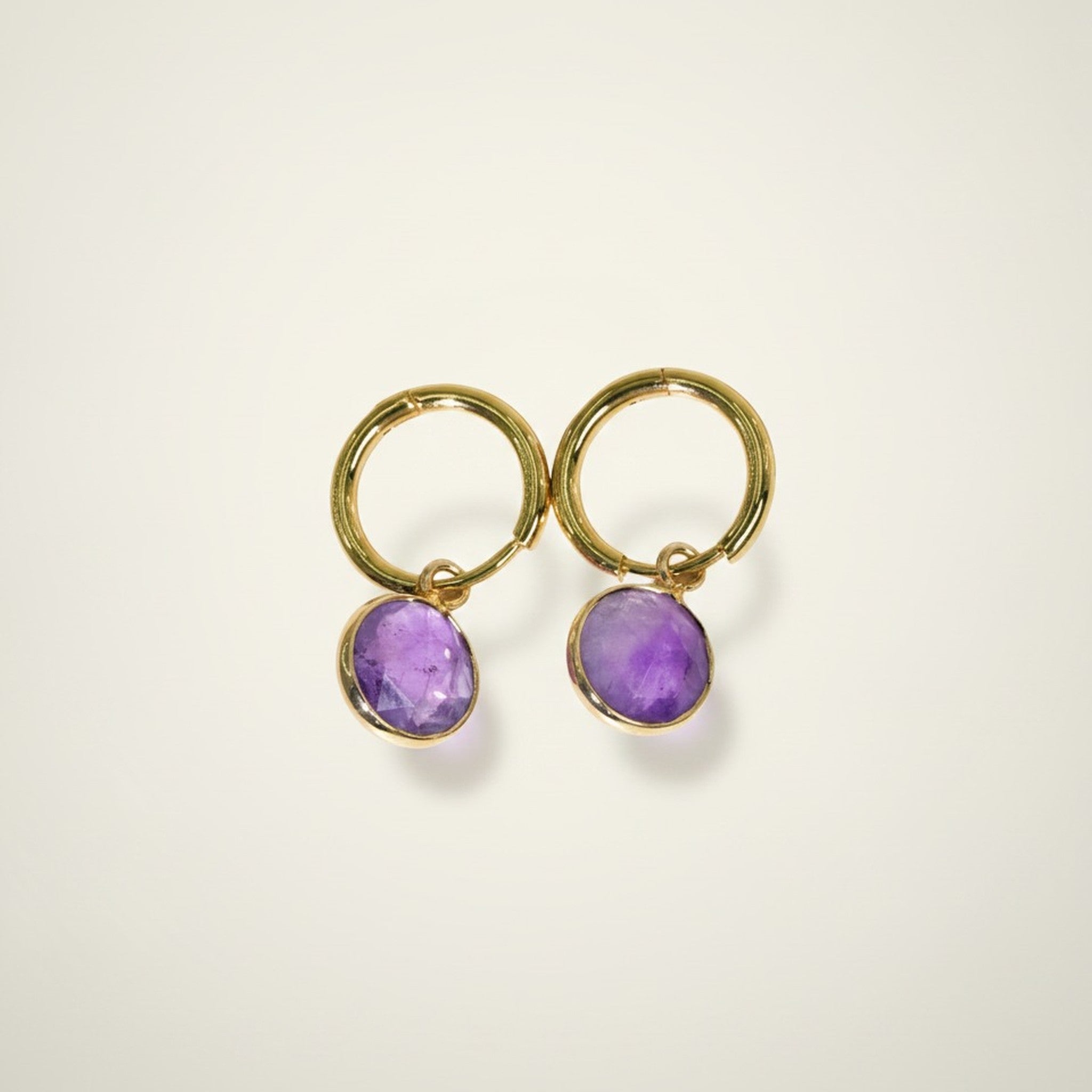 Gold Hoop Earrings With Stone Pendants – jewelry (view 2)