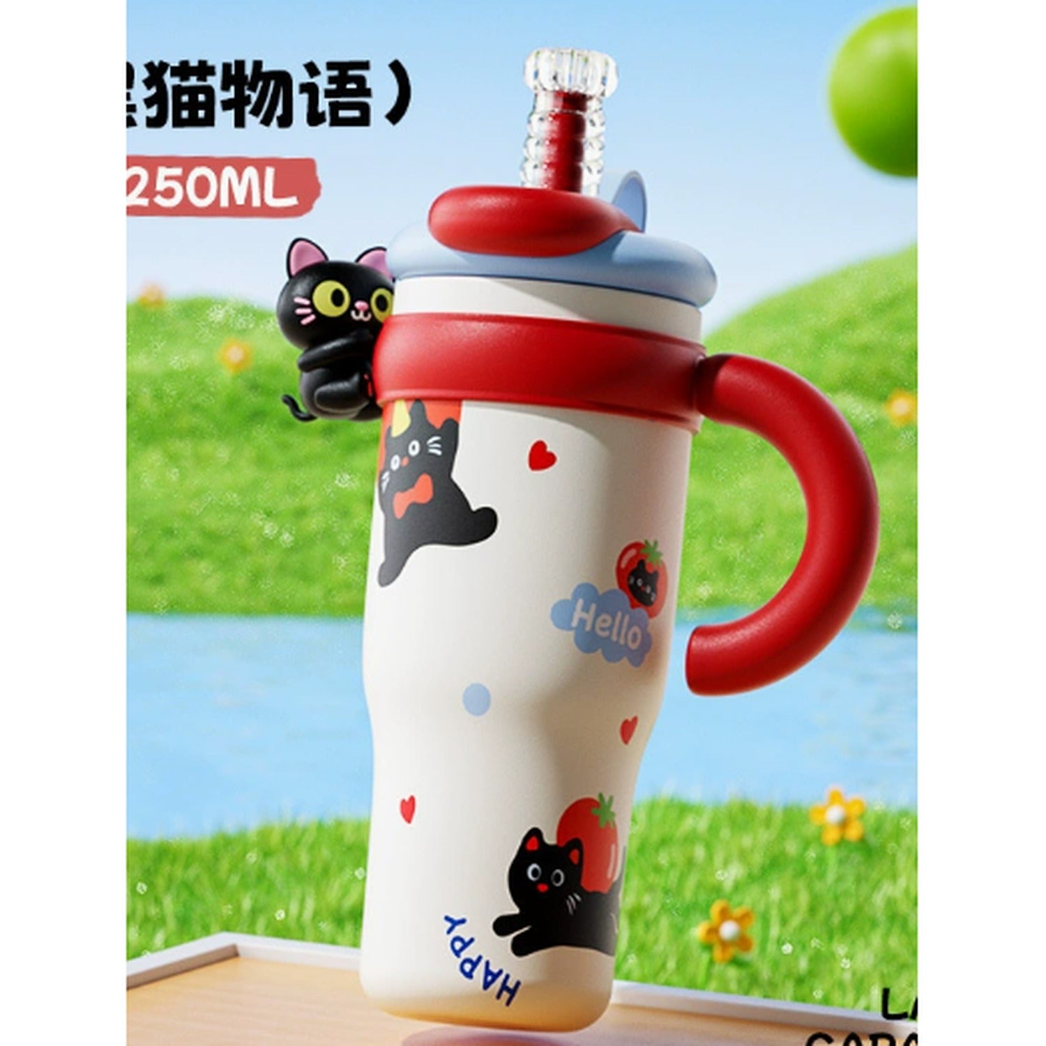 Bunny "Cute" Kids Straw Tumbler - Red 1250ML Ceramic Coated