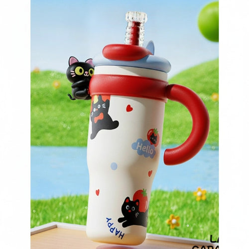 Bunny "Cute" Kids Straw Tumbler - Red 1250ML Ceramic Coated – novelty & toys (view 1)