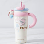Bunny "Cute" Kids Straw Tumbler - Pink 1250ML Ceramic Coated Tumbler – novelty & toys (view 2)
