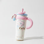 Bunny "Cute" Kids Straw Tumbler - Pink 1250ML Ceramic Coated Tumbler – novelty & toys (view 1)