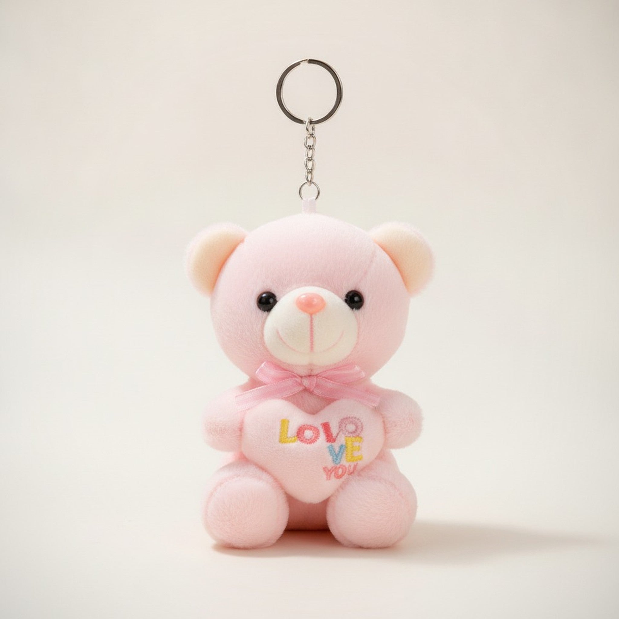 Cute Plush Teddy Bear Heart Keyring Charm – novelty & toys (view 1)