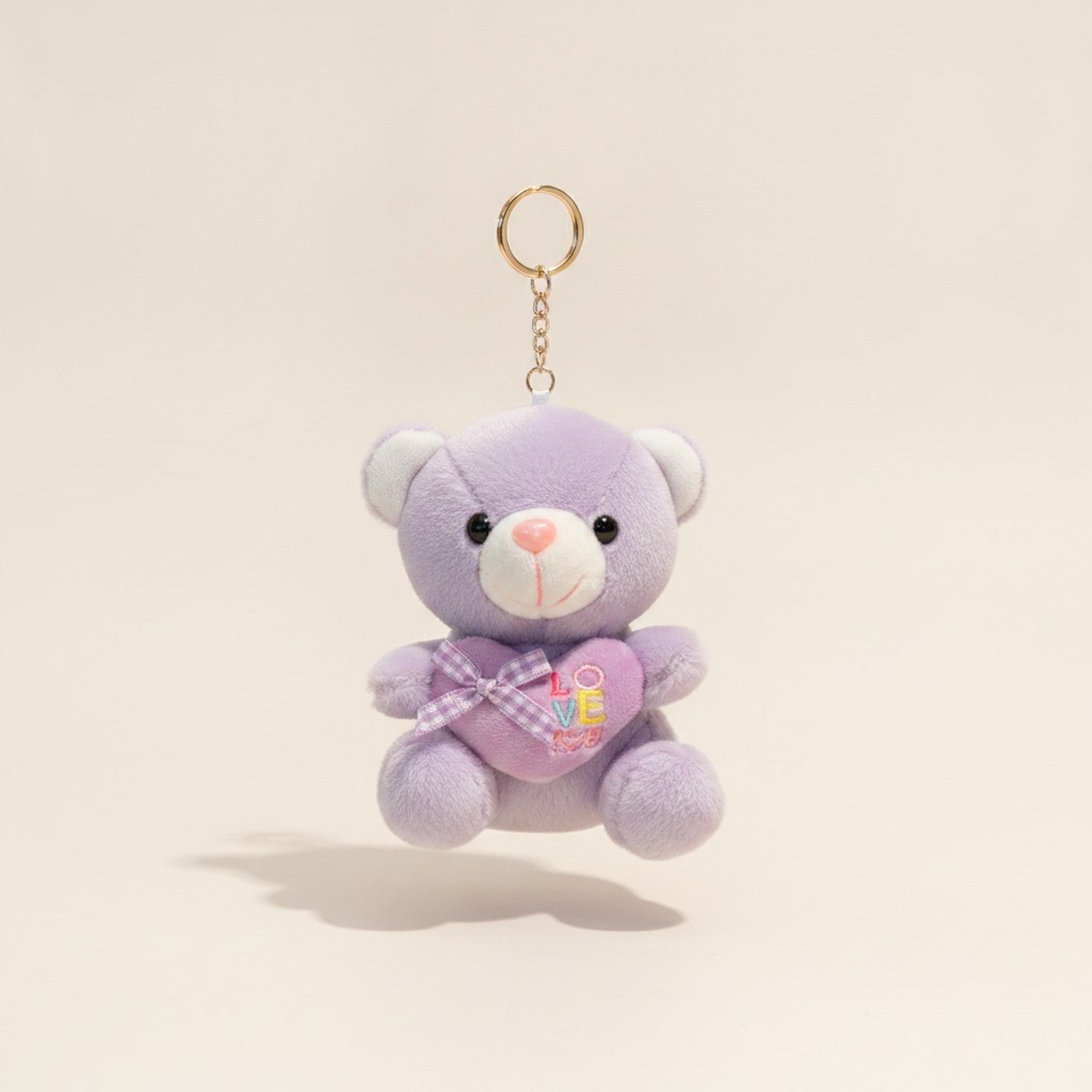 Cute Plush Teddy Bear Heart Keyring Charm – novelty & toys (view 2)