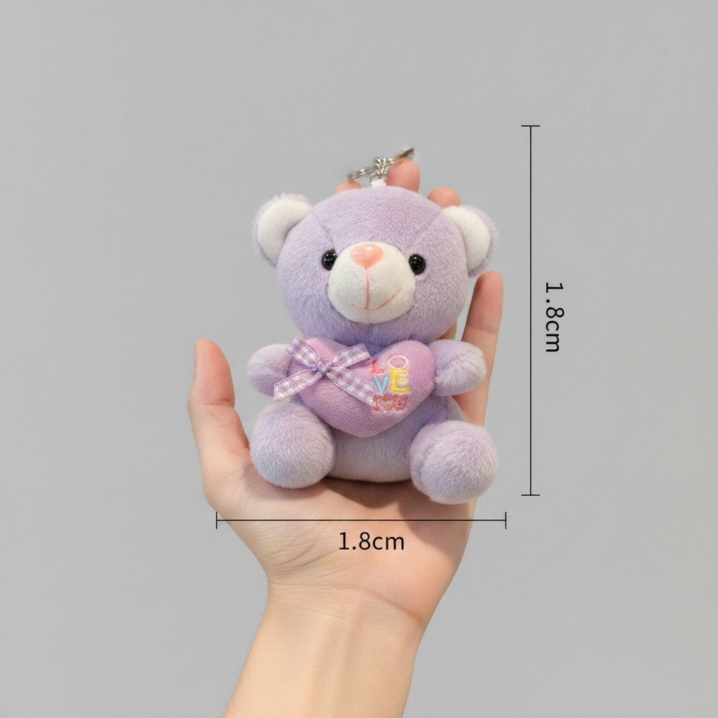 Cute Plush Teddy Bear Heart Keyring Charm – novelty & toys (view 4)