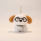 Fluffy Dog Keychain With Glasses And Bell – novelty & toys (view 1)