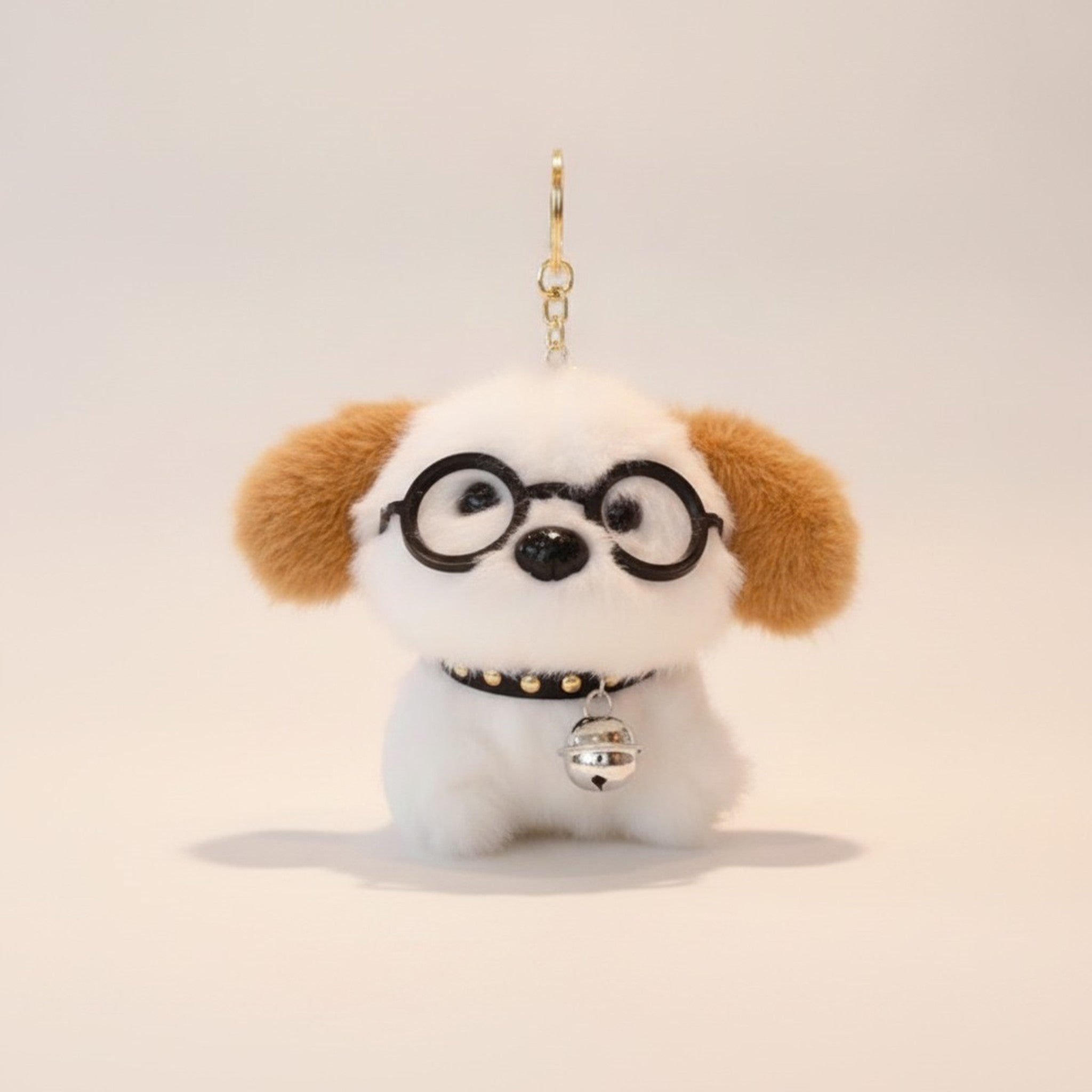 Fluffy Dog Keychain With Glasses And Bell – novelty & toys (view 1)
