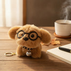 Fluffy Dog Keychain With Glasses And Bell – novelty & toys (view 3)
