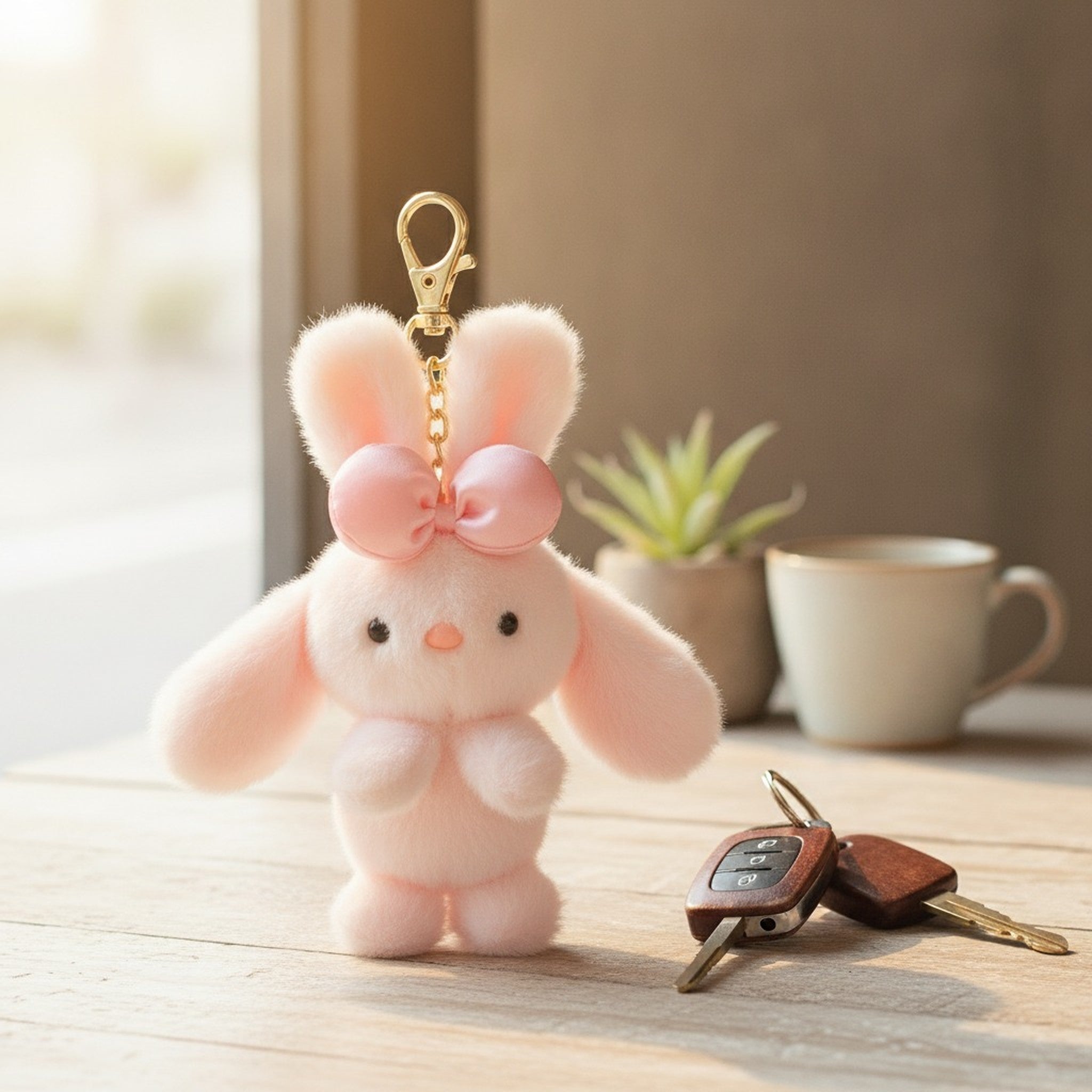 Cute Fluffy Bunny Keychain Plush Accessory – novelty & toys (view 3)