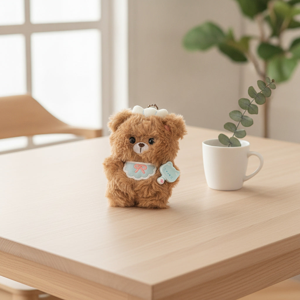 Chef Bear Plush Keychain Charm - Brown – novelty & toys (view 2)