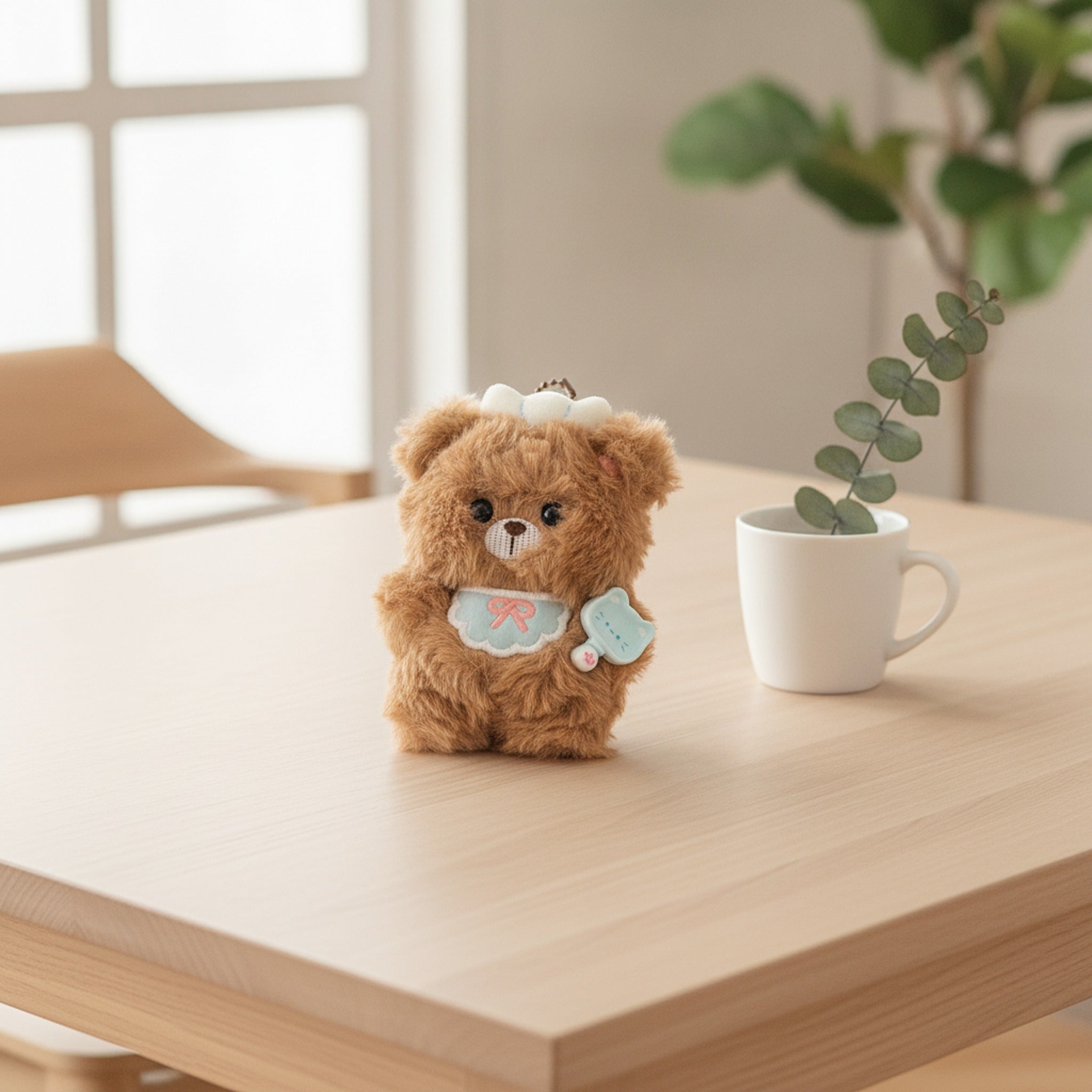 Chef Bear Plush Keychain Charm - Brown – novelty & toys (view 2)