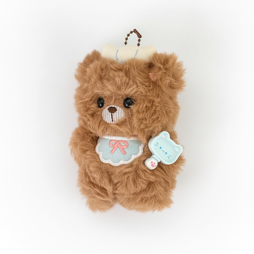 Chef Bear Plush Keychain Charm - Brown – novelty & toys (view 1)