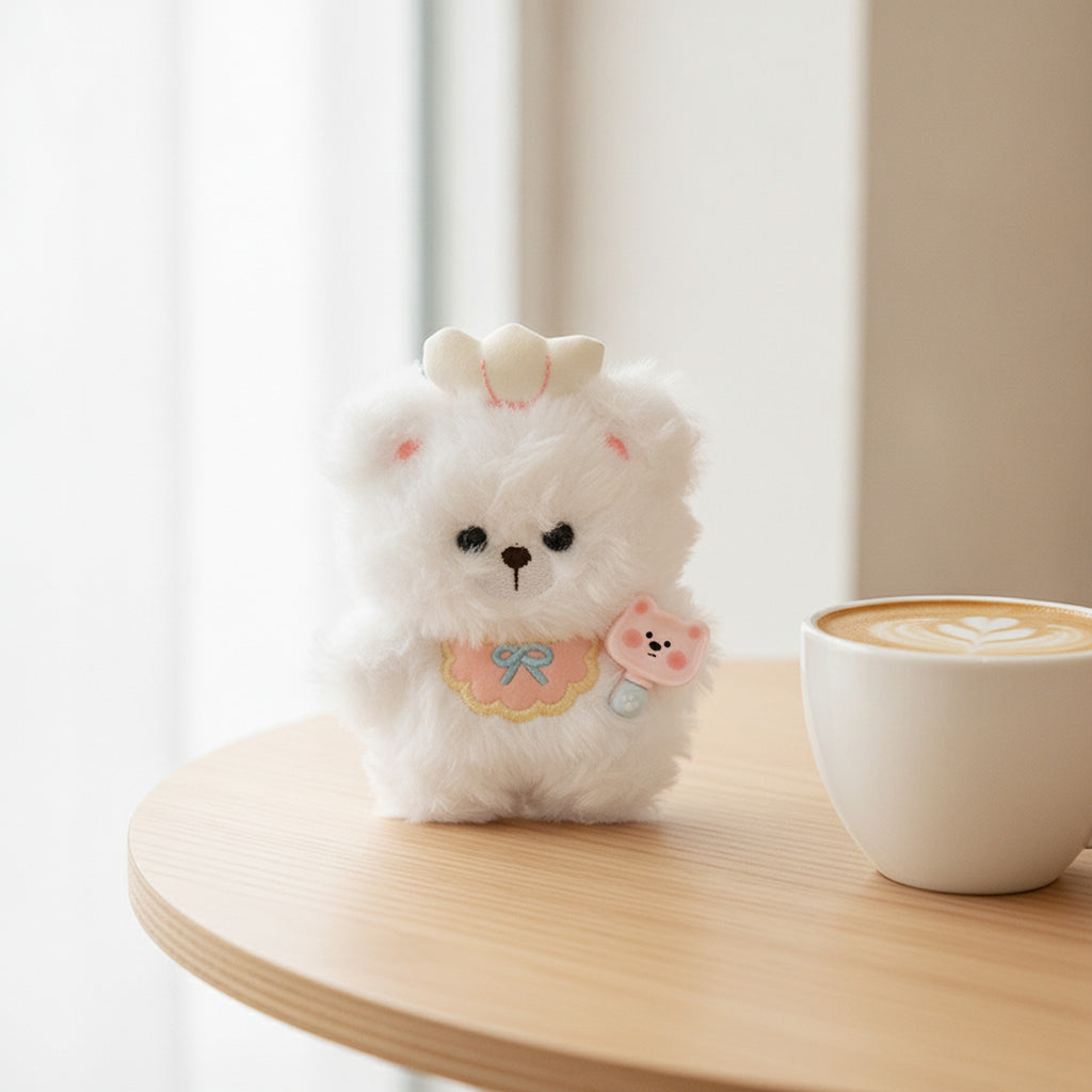 Chef Bear Plush Keychain Charm - White – novelty & toys (view 2)