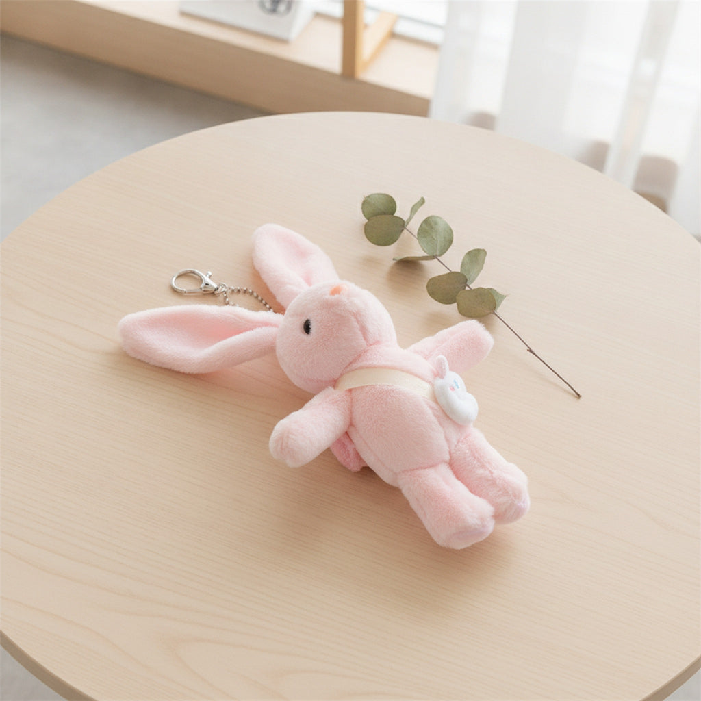 Fluffy Bunny Plush Keychain Bag Charm - Pink – novelty & toys (view 2)