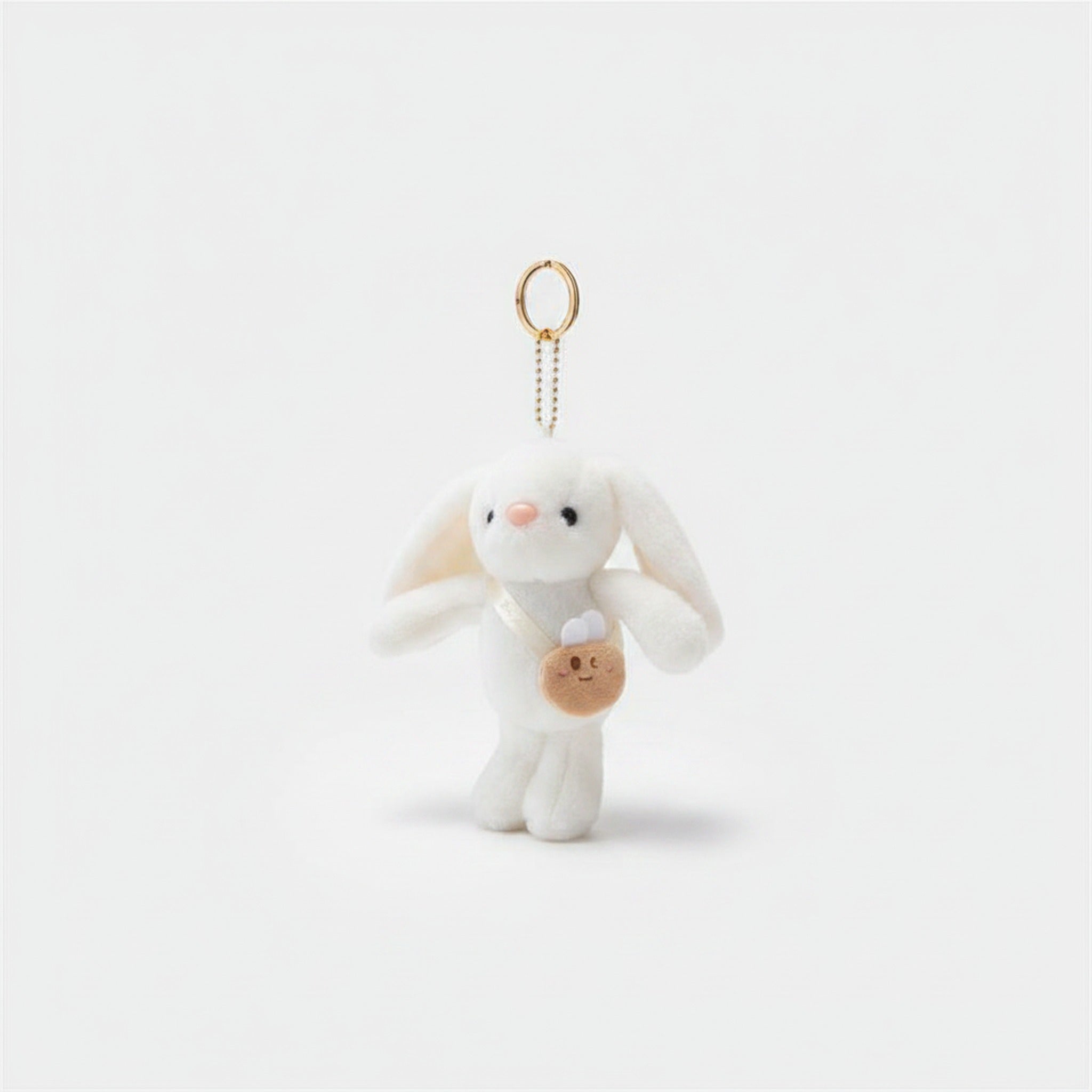 Fluffy Bunny Plush Keychain Bag Charm - White – novelty & toys (view 1)