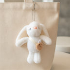 Fluffy Bunny Plush Keychain Bag Charm - White – novelty & toys (view 3)