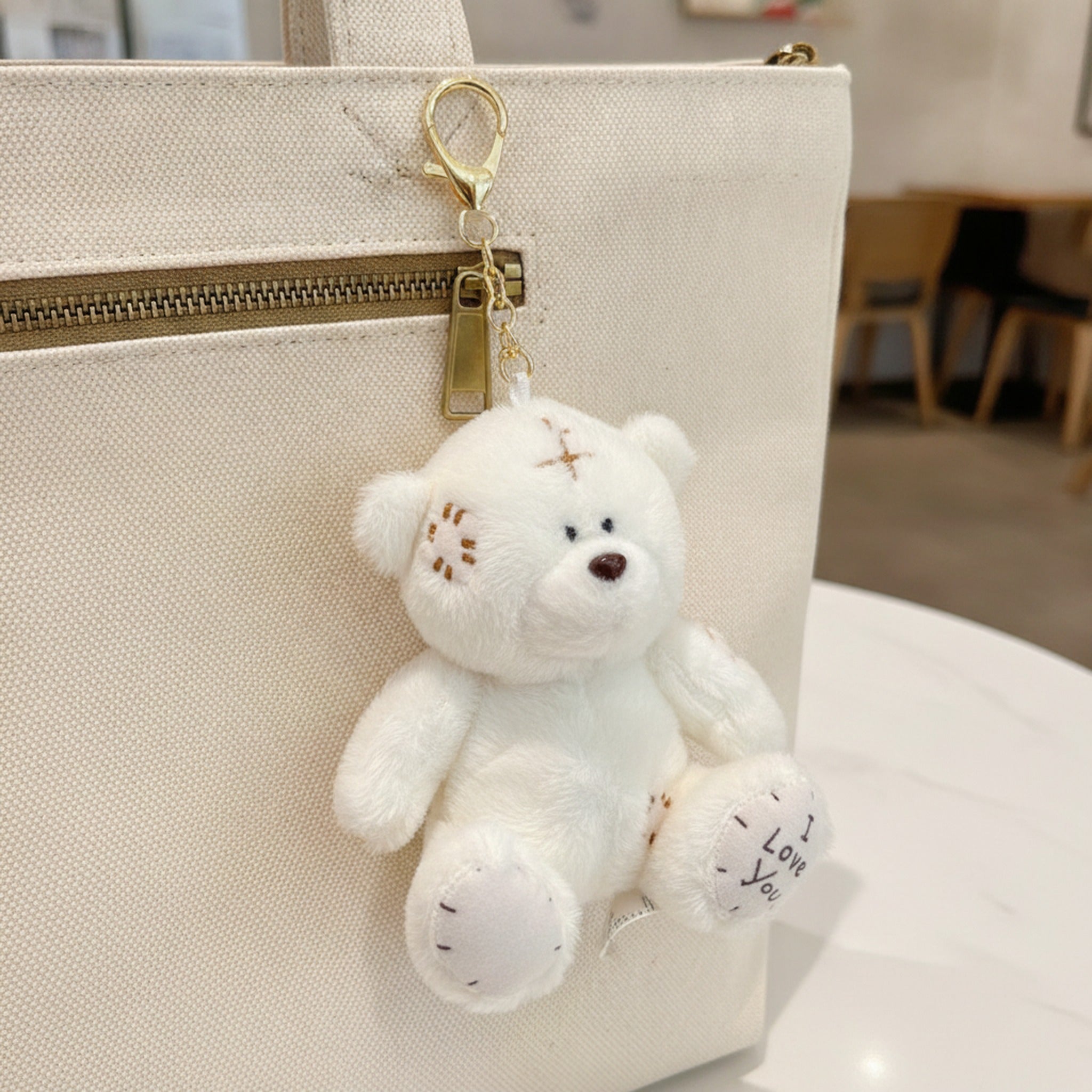 Patch Teddy Bear Plush Doll - White – novelty & toys (view 3)
