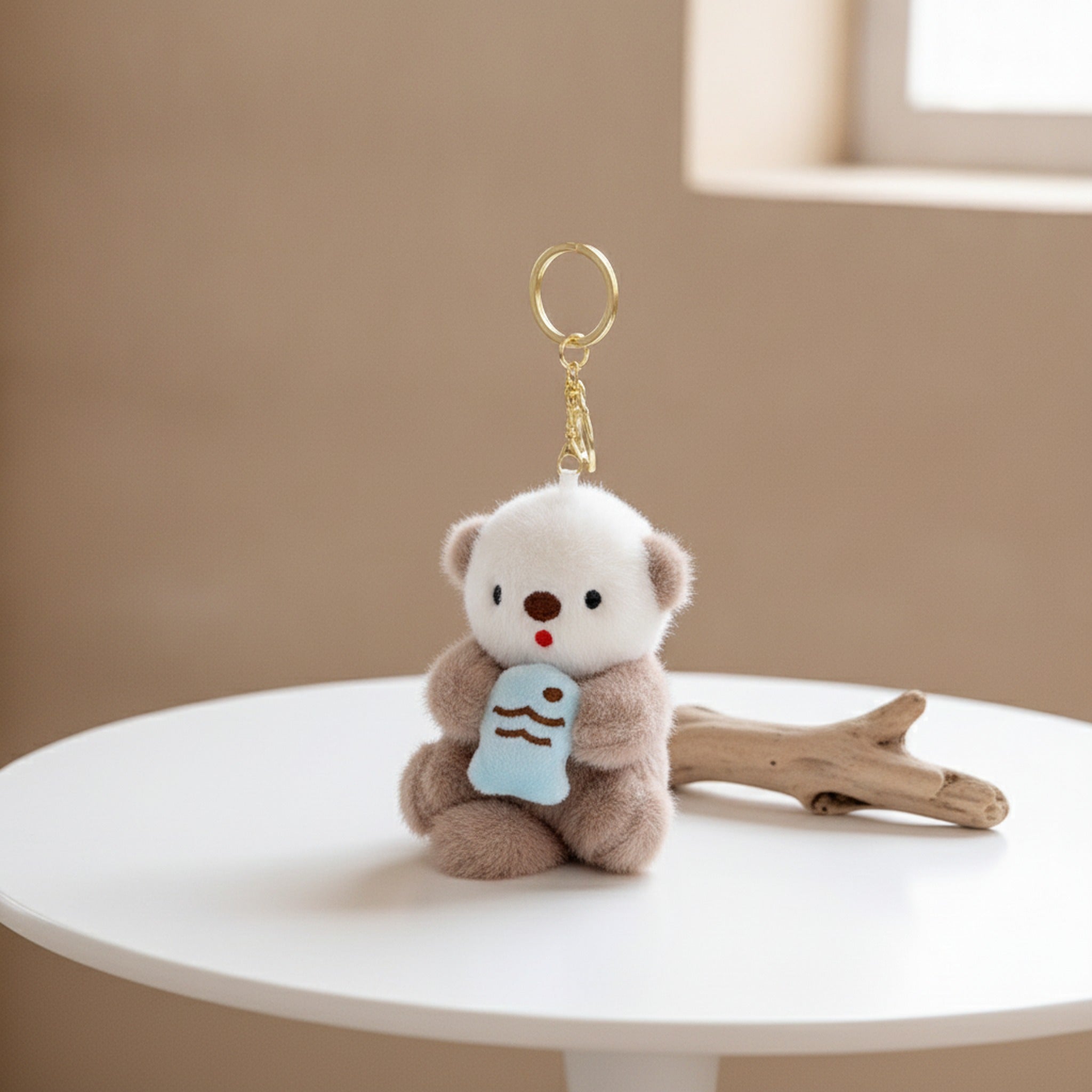 Cute Otter Plush Keychain Bag Charm - Lightbrown – novelty & toys (view 2)