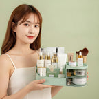 Rotating Cosmetic Organizer With Mirror And Brush Holder - Light Green Large No Mirror