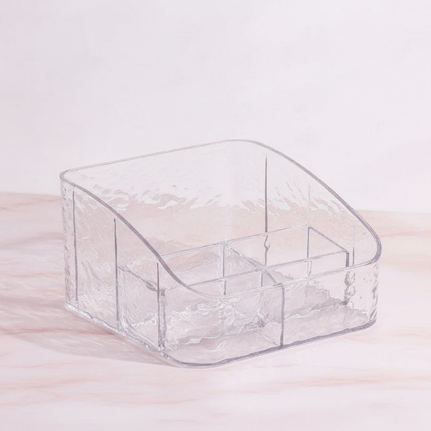 Textured Marble Cosmetic Organizer Bag With Gold Trim