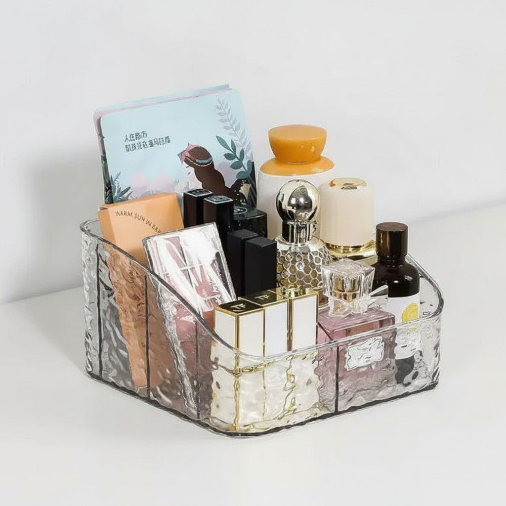 Textured Marble Cosmetic Organizer Bag With Gold Trim – bags & wallets (view 1)