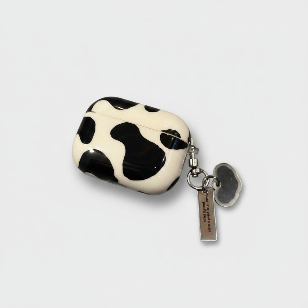 Cow Print AirPods Case With Charm Keychain