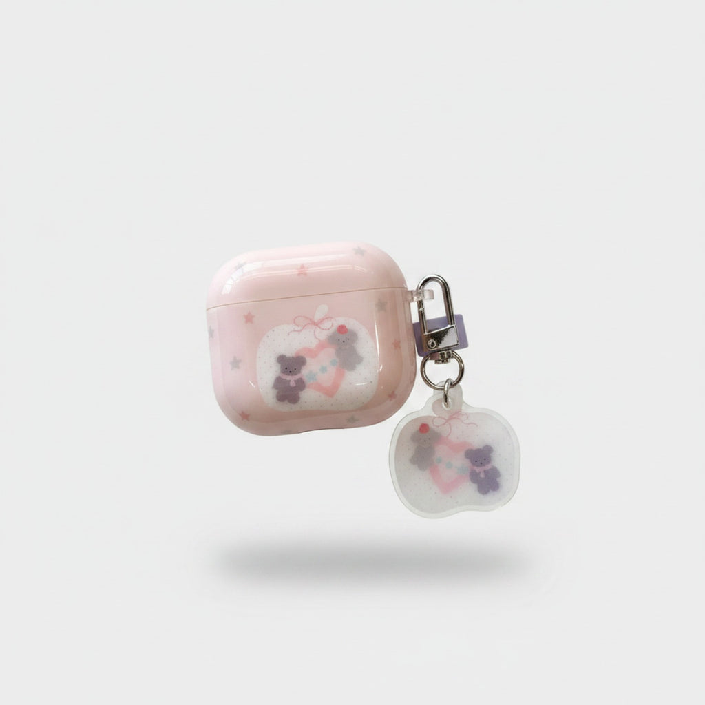 Teddy Bear Pink AirPods Case With Charm