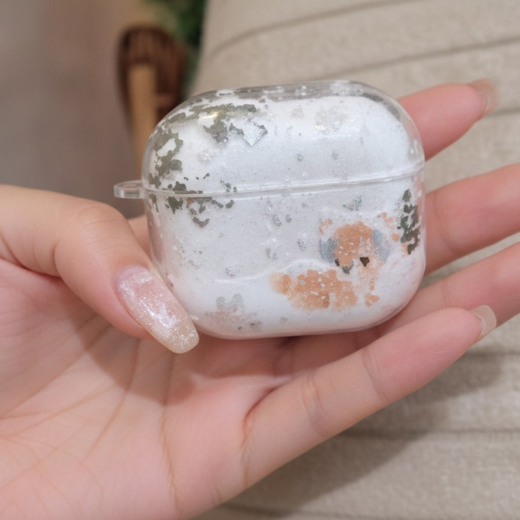 Snowflake Glitter Protective AirPods Case with Ring