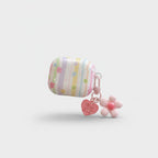 Pastel Striped Flower Charm AirPods Case