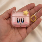 Cute Pink Kirby Cat Ears Clear AirPods Case