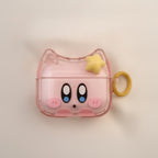 Cute Pink Kirby Cat Ears Clear AirPods Case