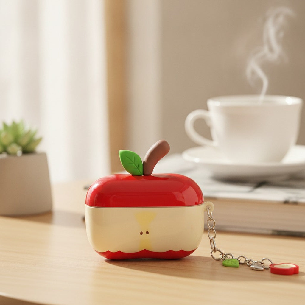 Cute Red Bitten Apple AirPods Case with Charm