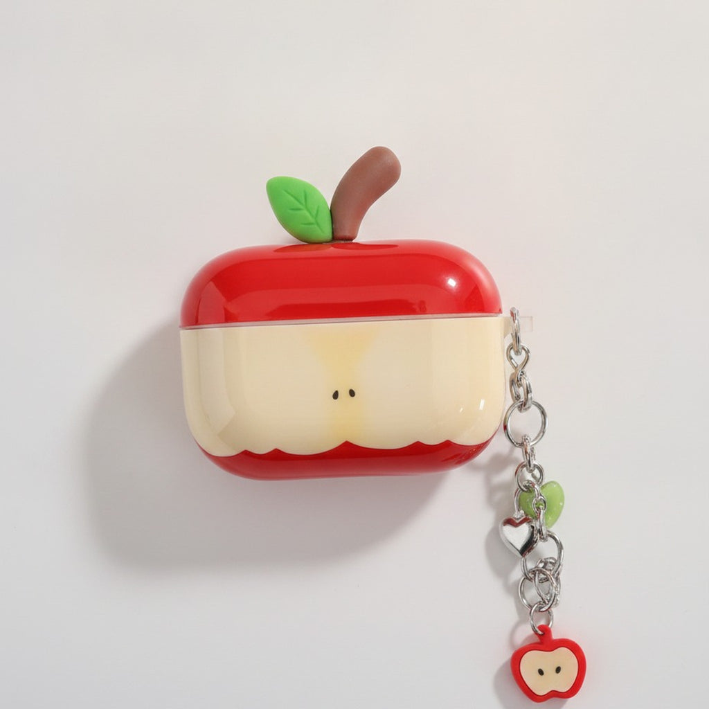 Cute Red Bitten Apple AirPods Case with Charm
