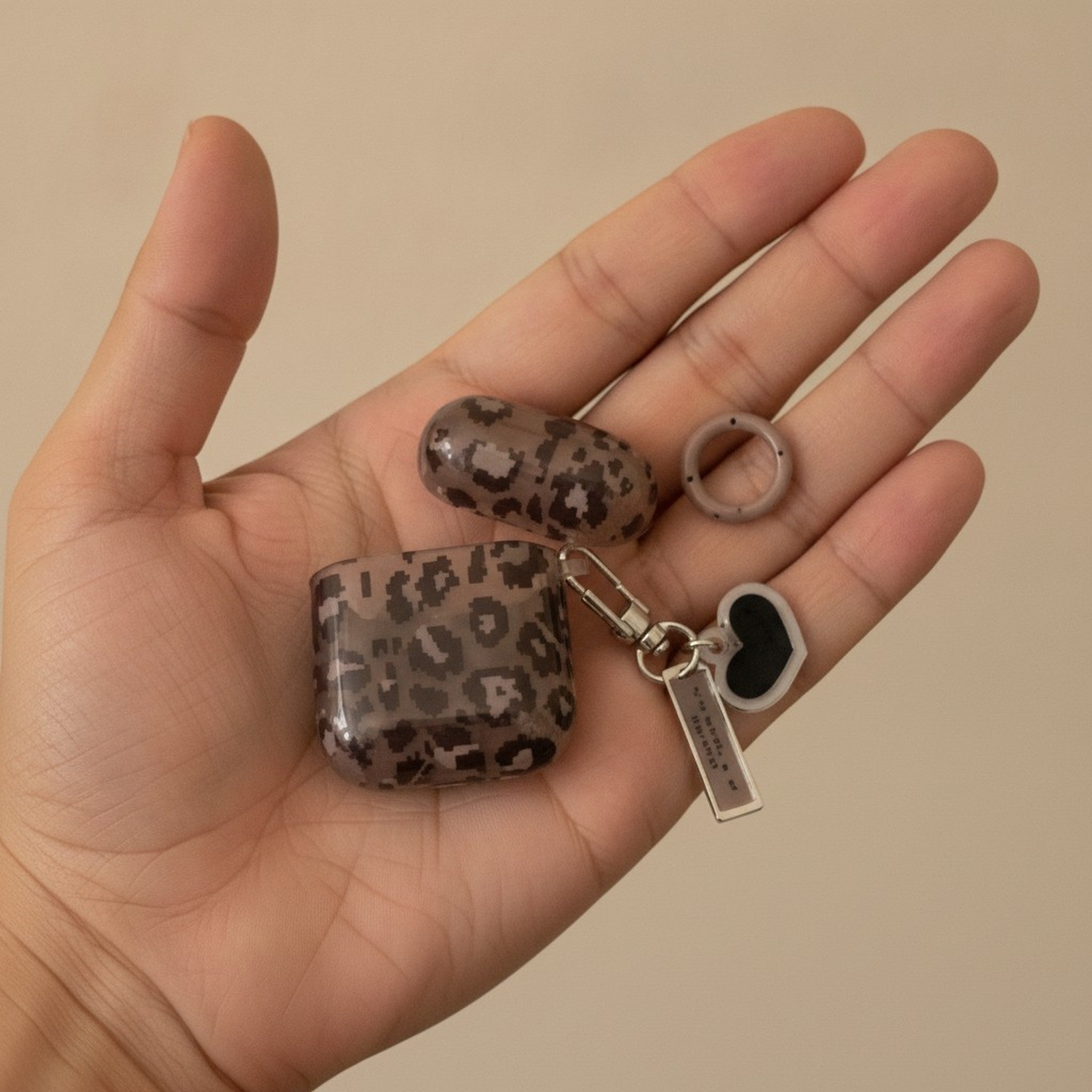 Translucent Leopard Print AirPods Case with Finger Ring