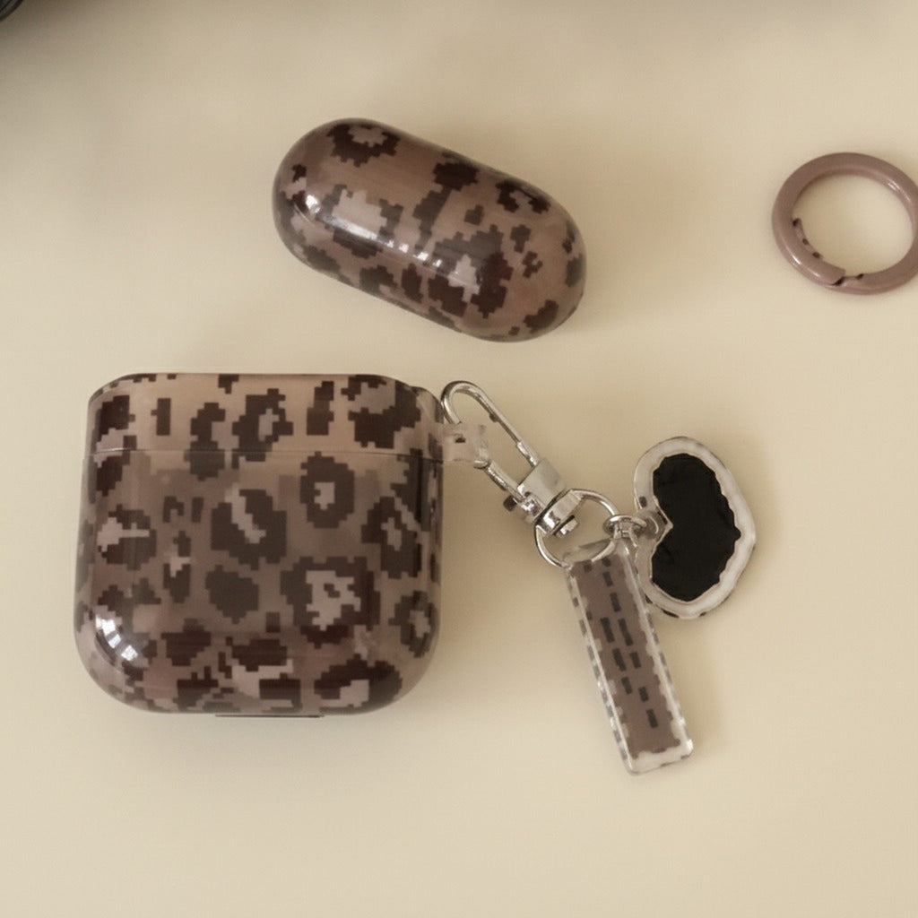 Translucent Leopard Print AirPods Case with Finger Ring