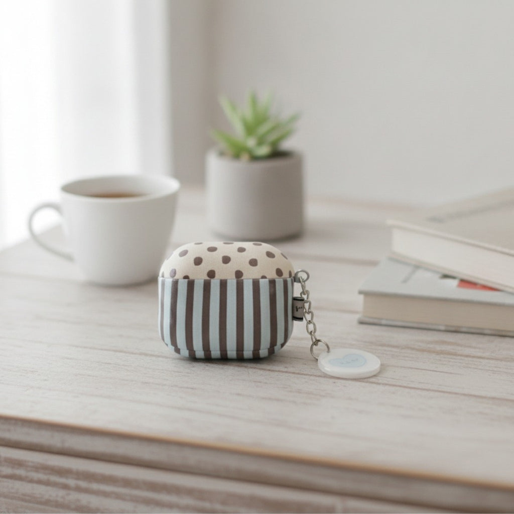 Striped Polka Dot AirPods Case with Keychain Charm