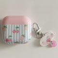 Stripe Cherry Strawberry AirPods Case with Charm