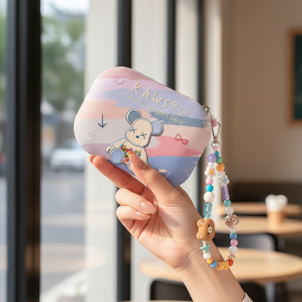 Beaded Pastel Bear AirPods Case With Charm Strap