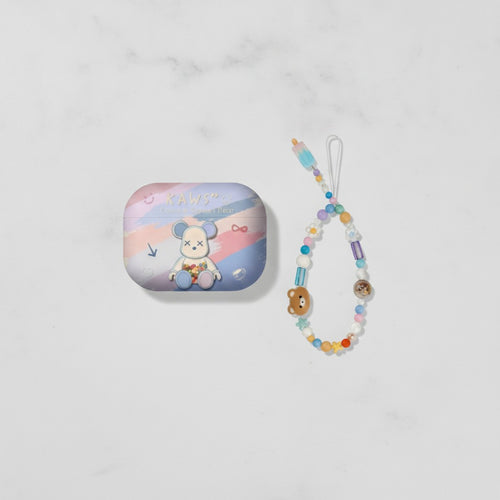Beaded Pastel Bear AirPods Case With Charm Strap